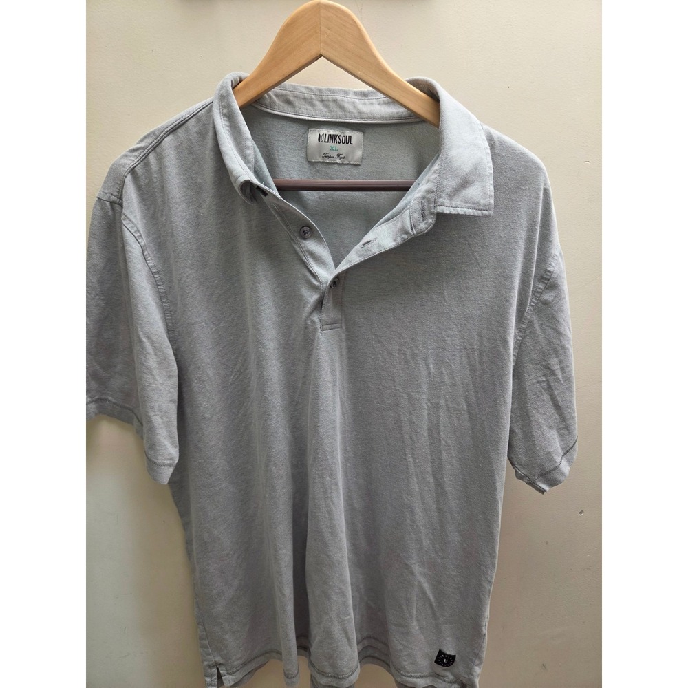 Linksoul Mens XL Gray Tempus Fugit Short Sleeve Golf Polo Shirt Stretch Pique